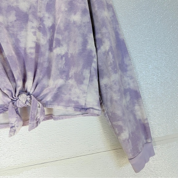 H&M Girls Purple Tie Dye Knot Front Sweatshirt US 14 Youth Cropped - Picture 5 of 15